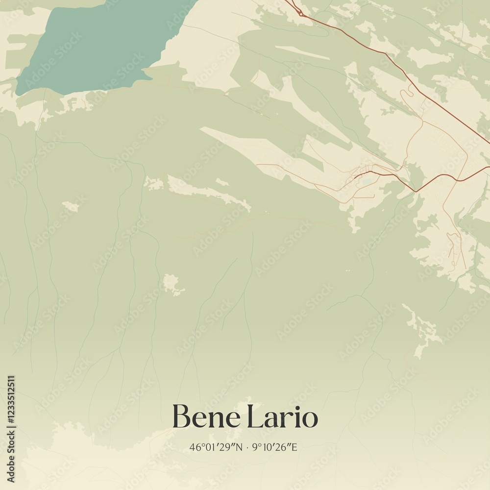 Obraz premium Vintage map of Bene Lario, Italy.