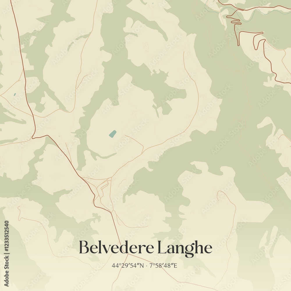 Obraz premium Vintage map of Belvedere Langhe, Italy.