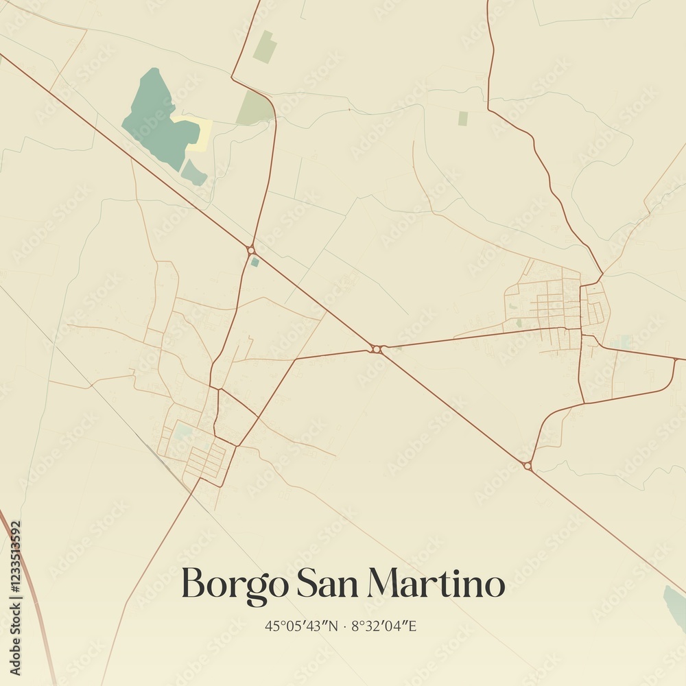 Naklejka premium Vintage map of Borgo San Martino, Italy.