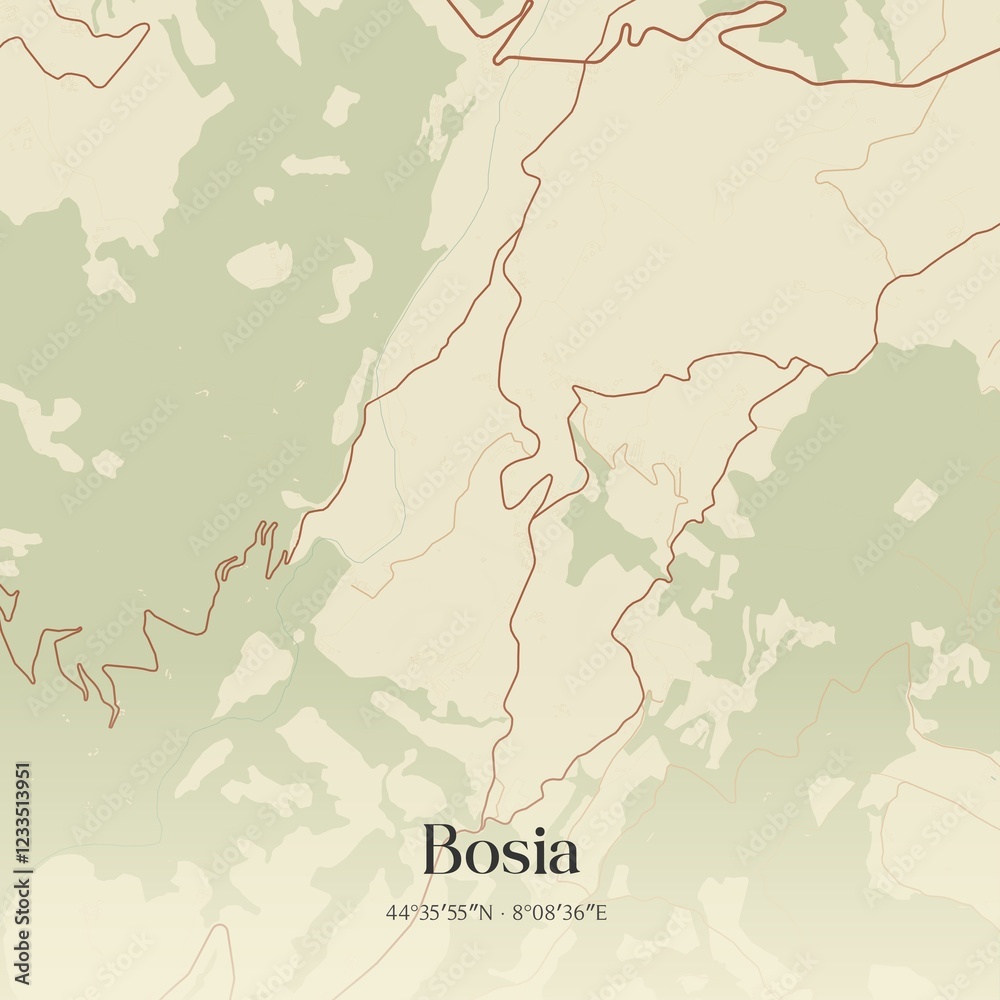 Naklejka premium Vintage map of Bosia, Italy.