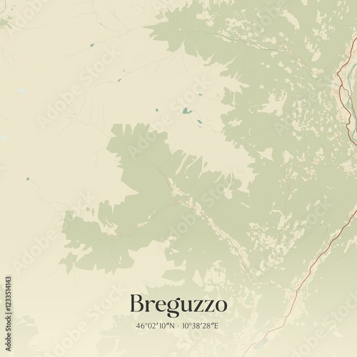 Vintage map of Breguzzo, Italy. photo