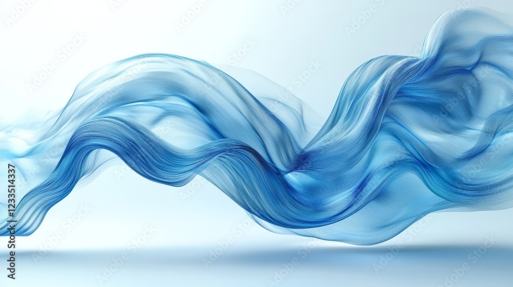 Fototapeta premium Abstract blue waves, fluid design, 3d render, Generative AI