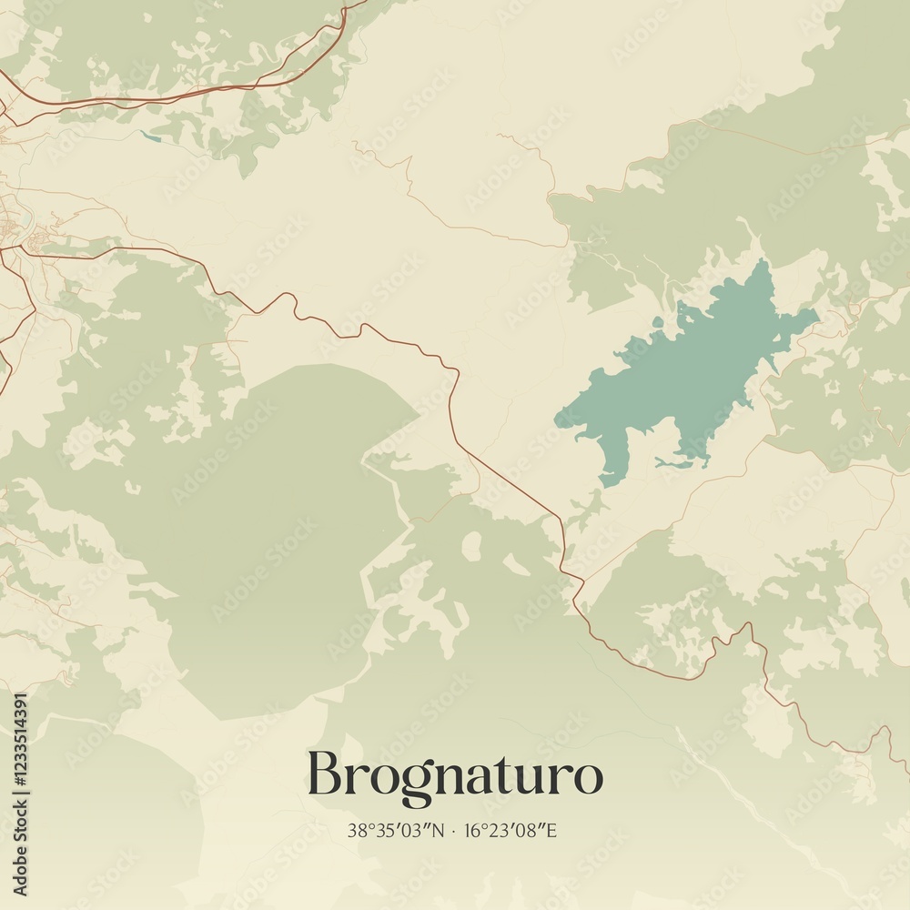 Fototapeta premium Vintage map of Brognaturo, Italy.