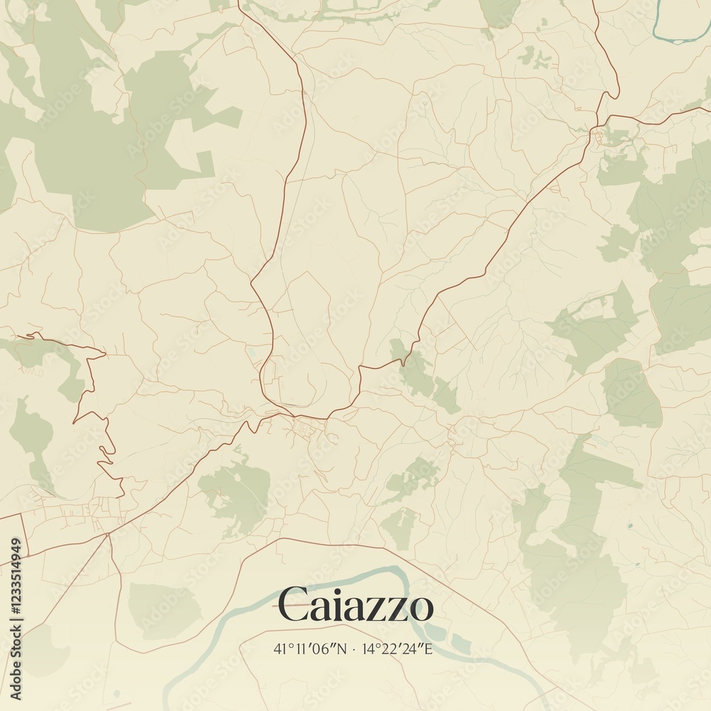 Fototapeta premium Vintage map of Caiazzo, Italy.