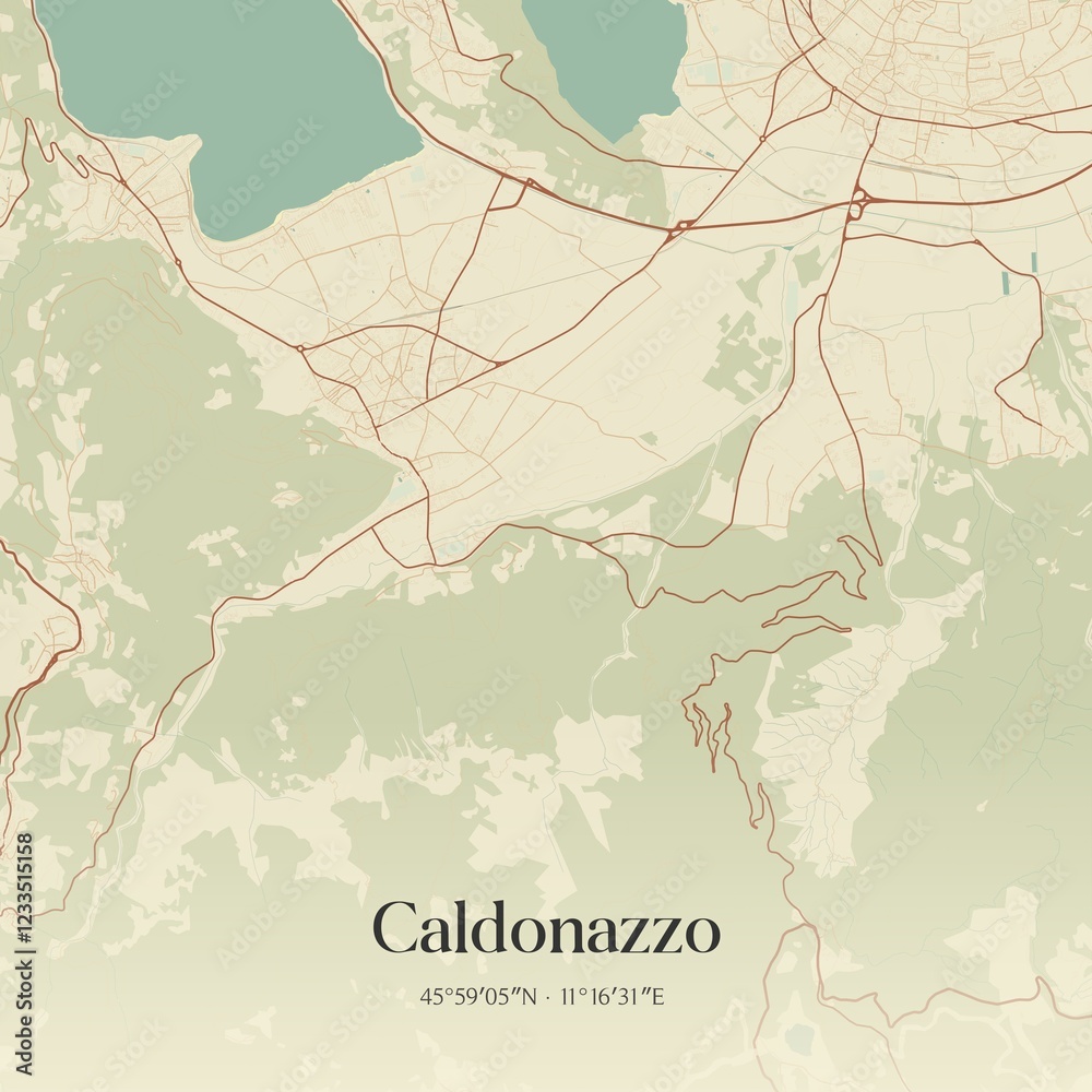 Obraz premium Vintage map of Caldonazzo, Italy.