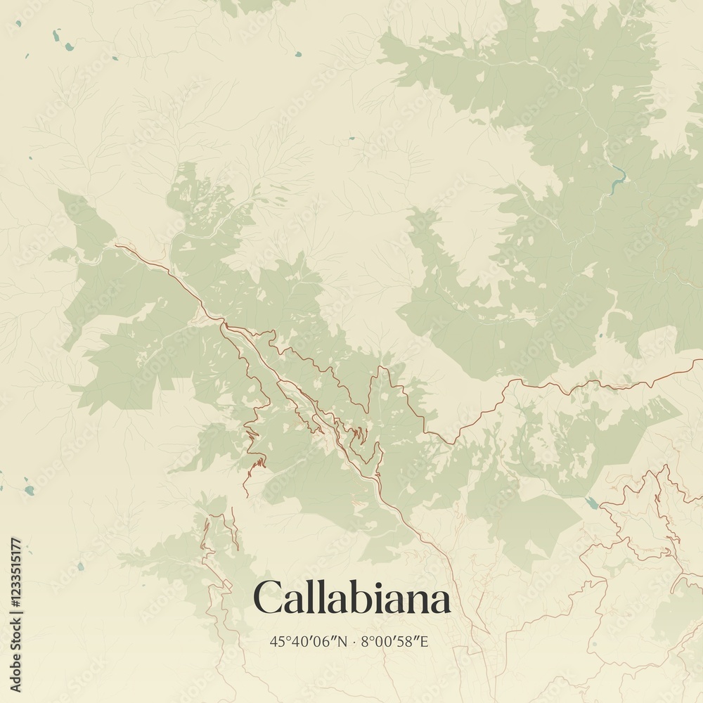 Obraz premium Vintage map of Callabiana, Italy.