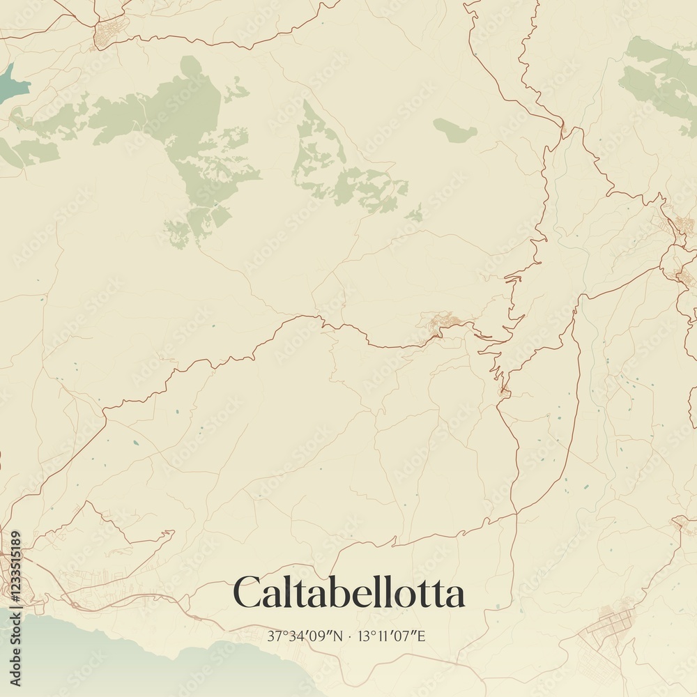 Obraz premium Vintage map of Caltabellotta, Italy.