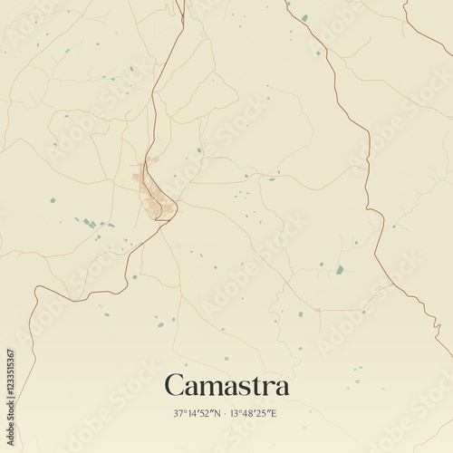Vintage map of Camastra, Italy. photo