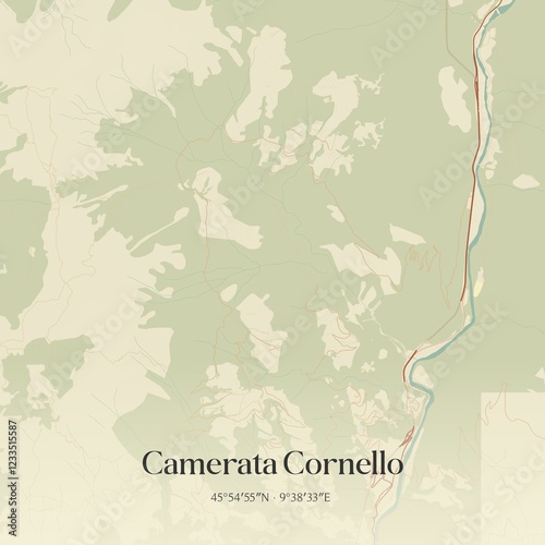 Vintage map of Camerata Cornello, Italy. photo