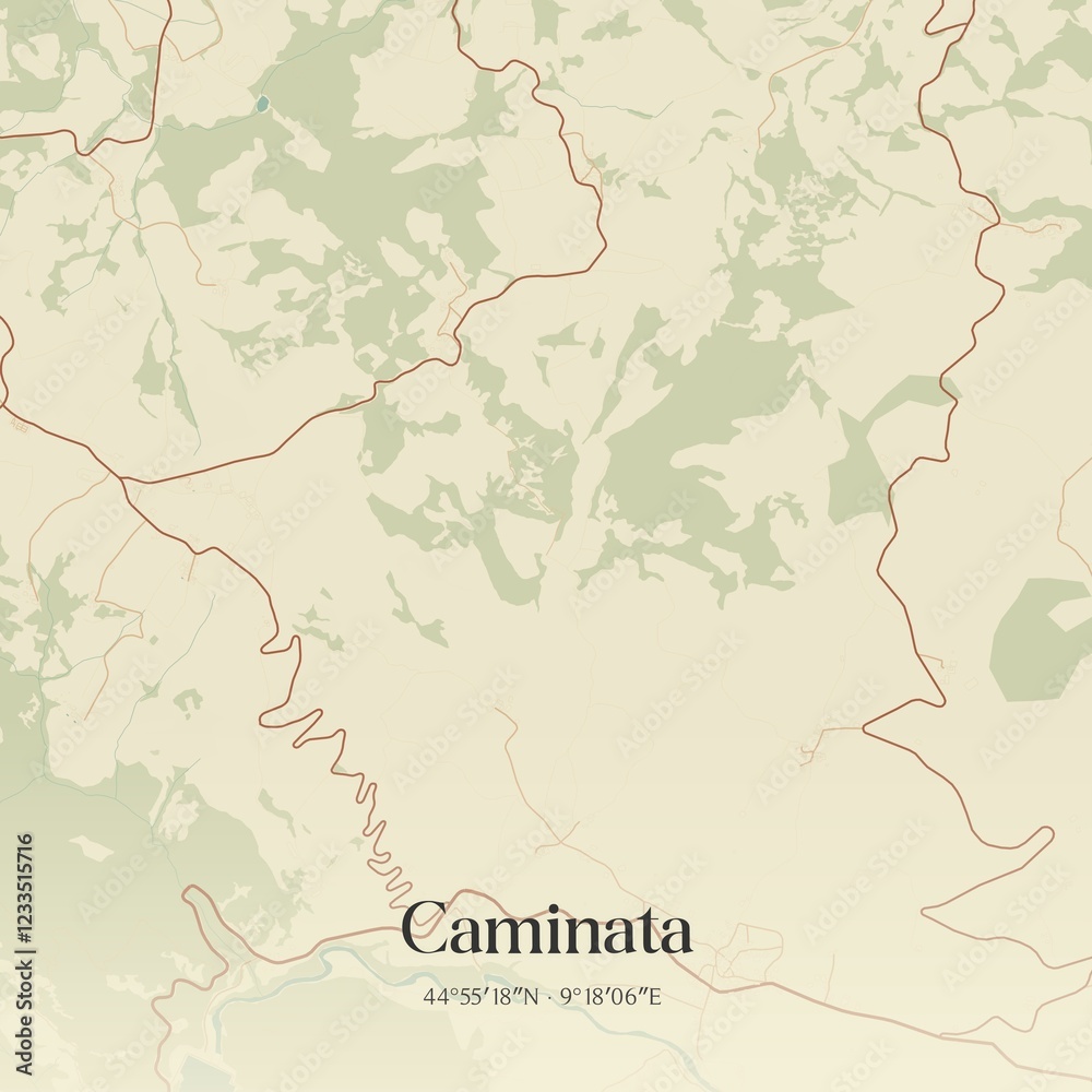 Obraz premium Vintage map of Caminata, Italy.