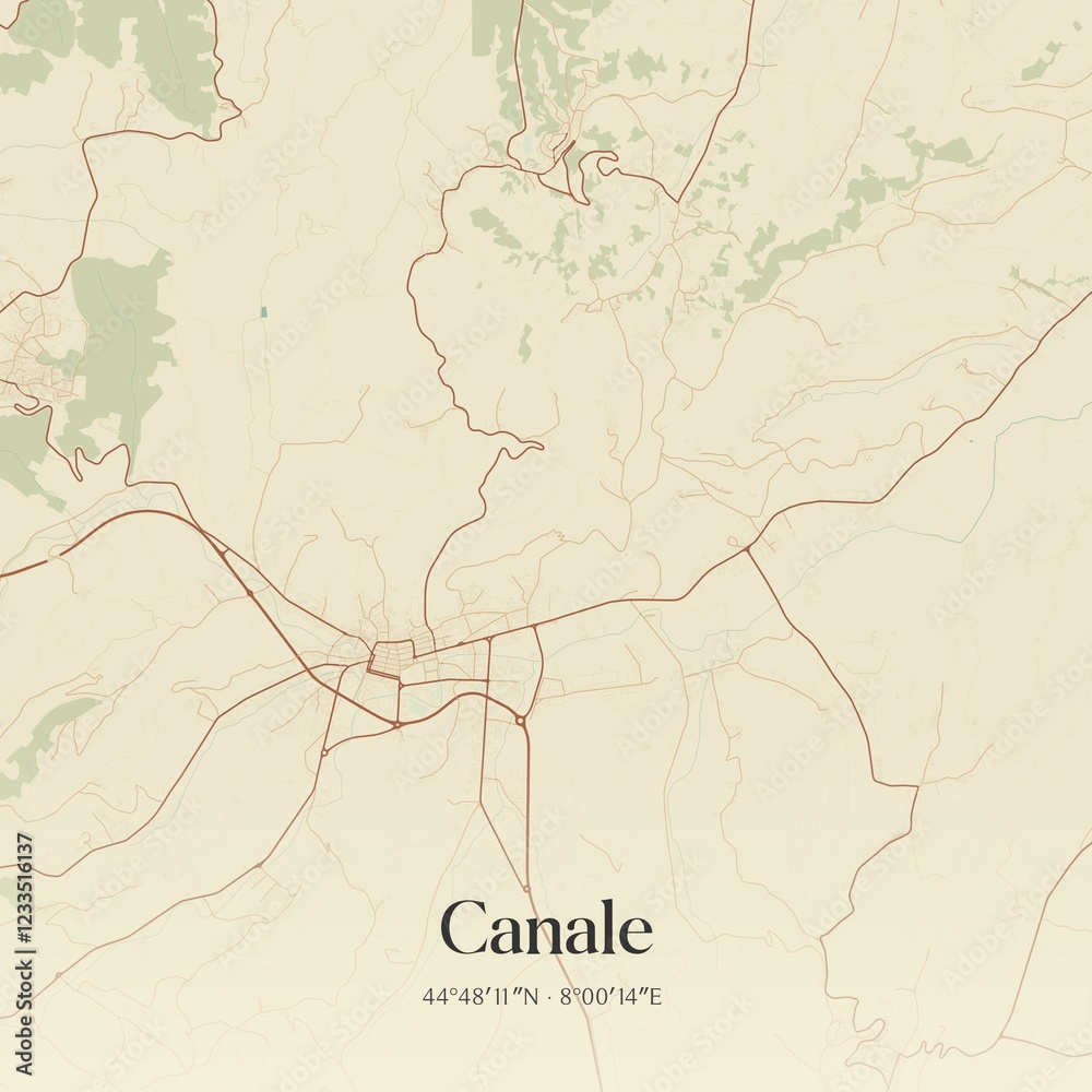 Fototapeta premium Vintage map of Canale, Italy.