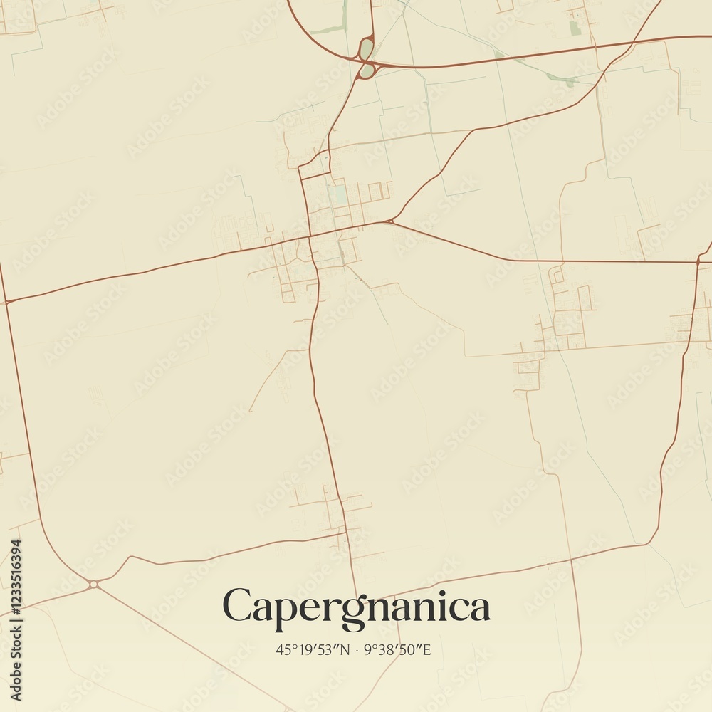 Obraz premium Vintage map of Capergnanica, Italy.