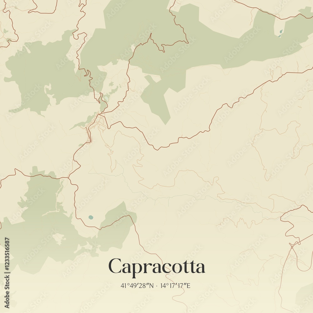 Fototapeta premium Vintage map of Capracotta, Italy.