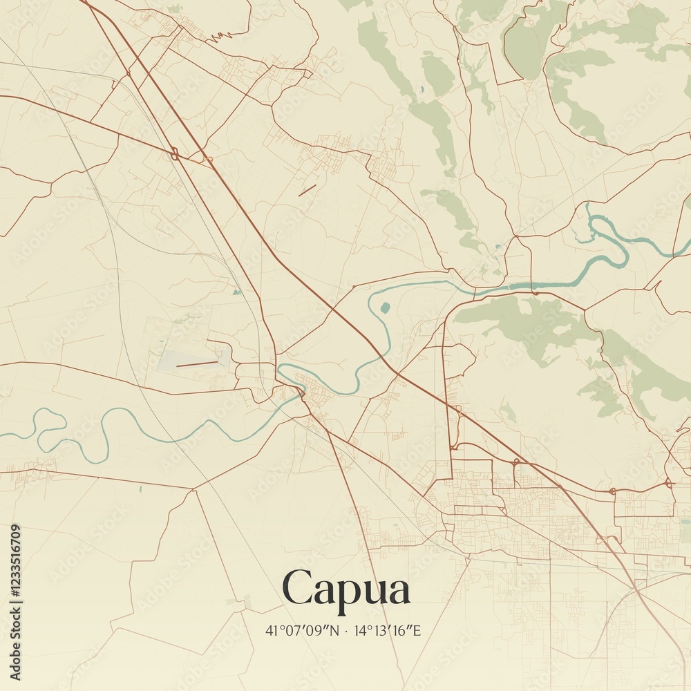 Obraz premium Vintage map of Capua, Italy.
