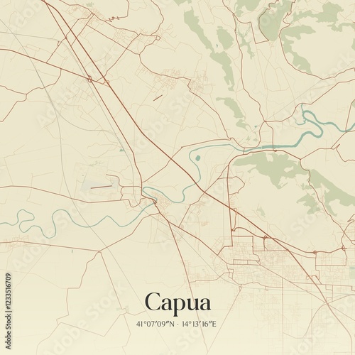 Photos Vintage map of Capua, Italy.