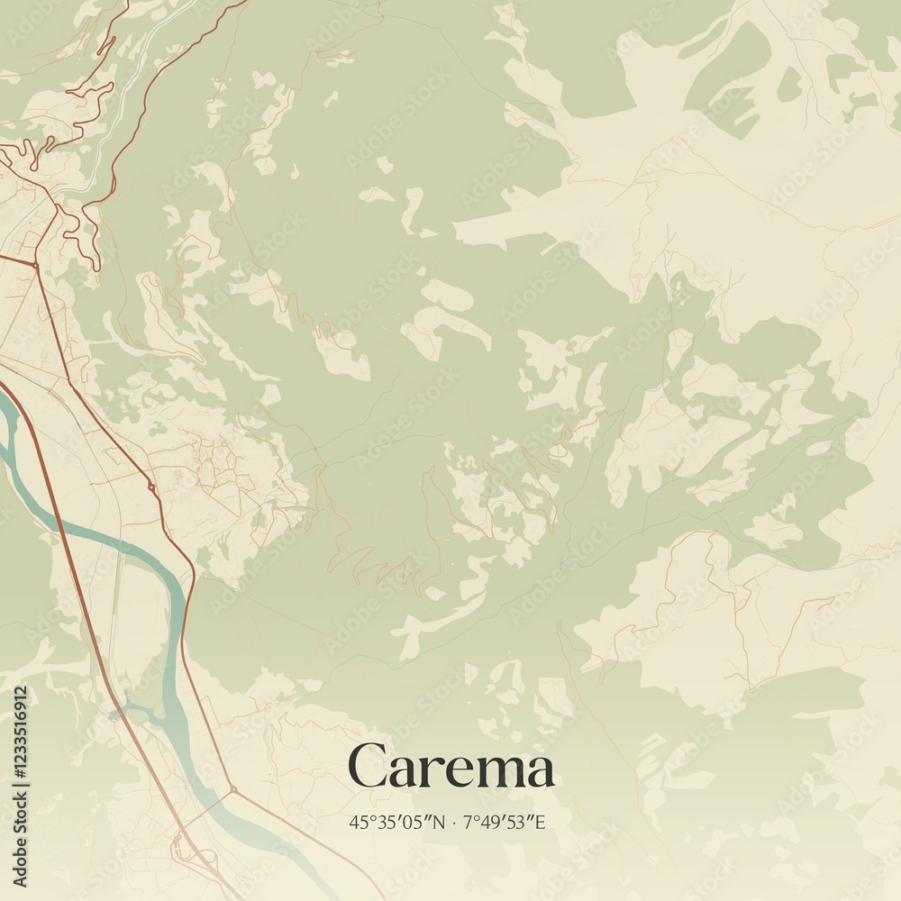 Fototapeta premium Vintage map of Carema, Italy.