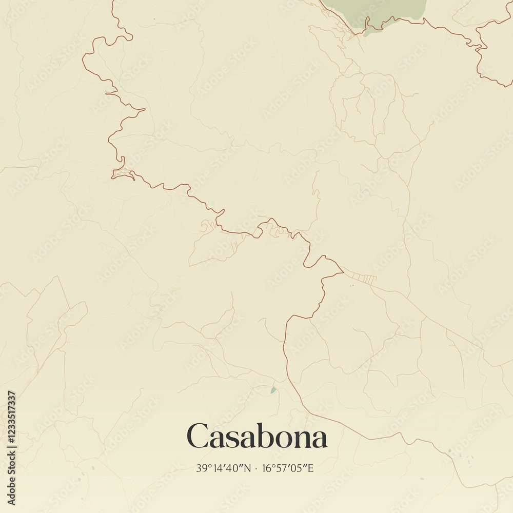 Fototapeta premium Vintage map of Casabona, Italy.
