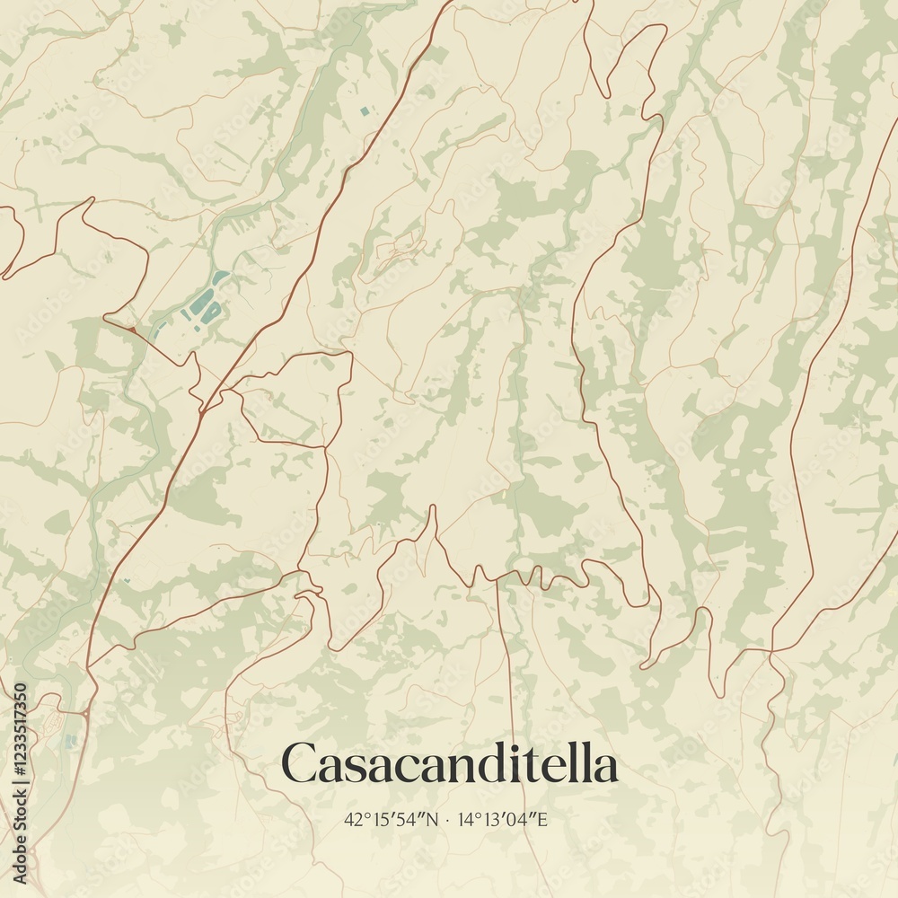 Fototapeta premium Vintage map of Casacanditella, Italy.