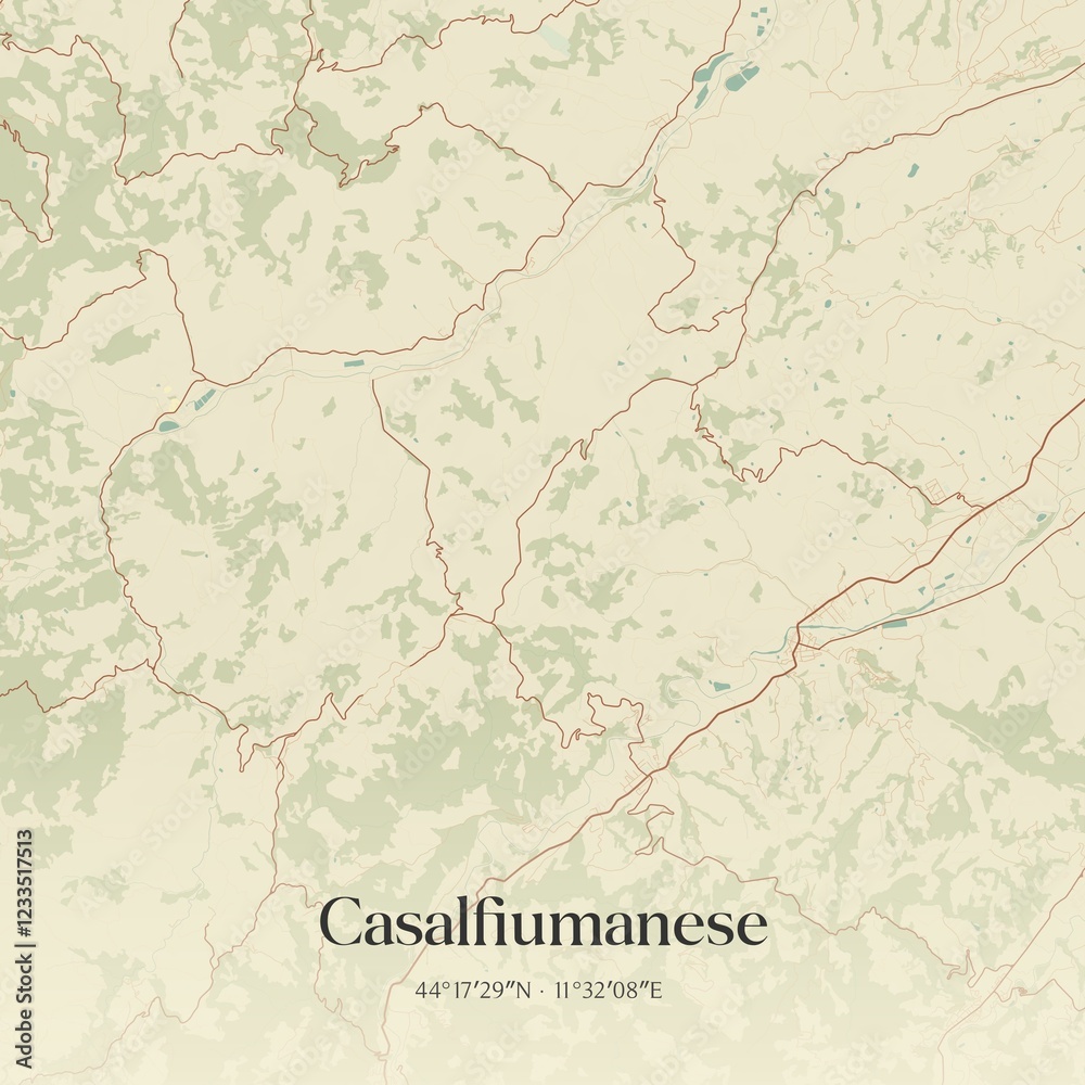 Obraz premium Vintage map of Casalfiumanese, Italy.