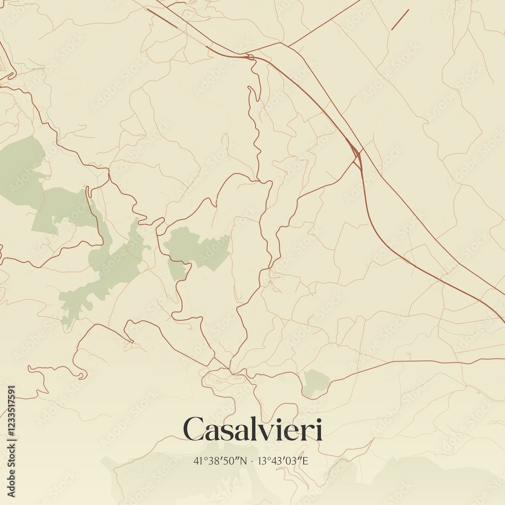 Obraz premium Vintage map of Casalvieri, Italy.