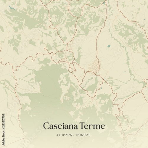 Obraz na płótnie Vintage map of Casciana Terme, Italy. w salonie