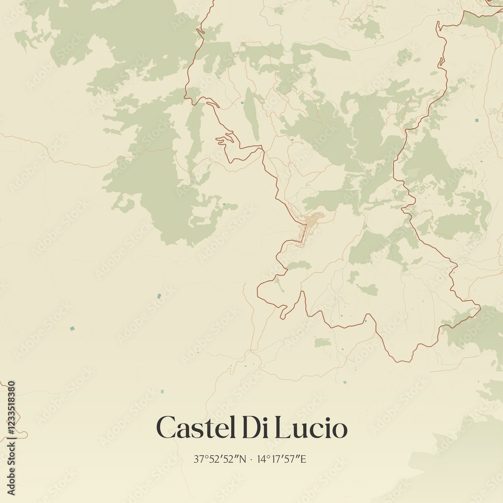 Fototapeta premium Vintage map of Castel Di Lucio, Italy.