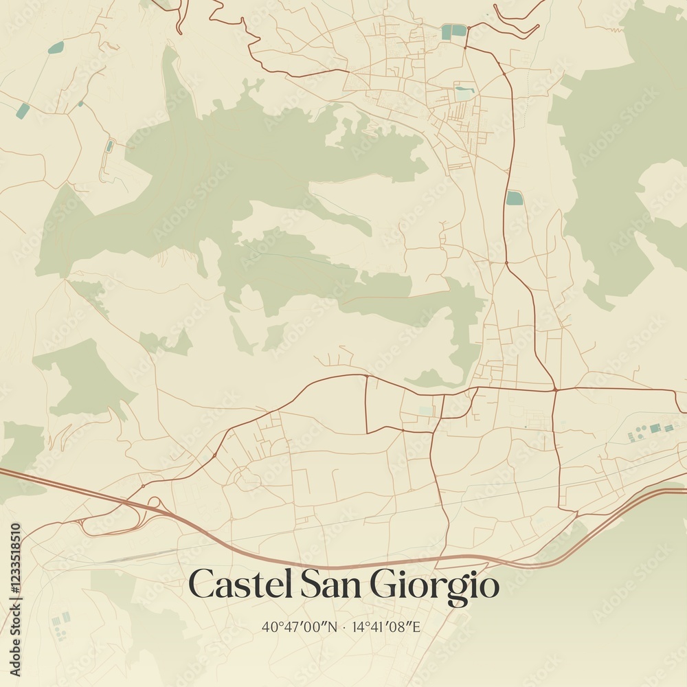 Obraz premium Vintage map of Castel San Giorgio, Italy.