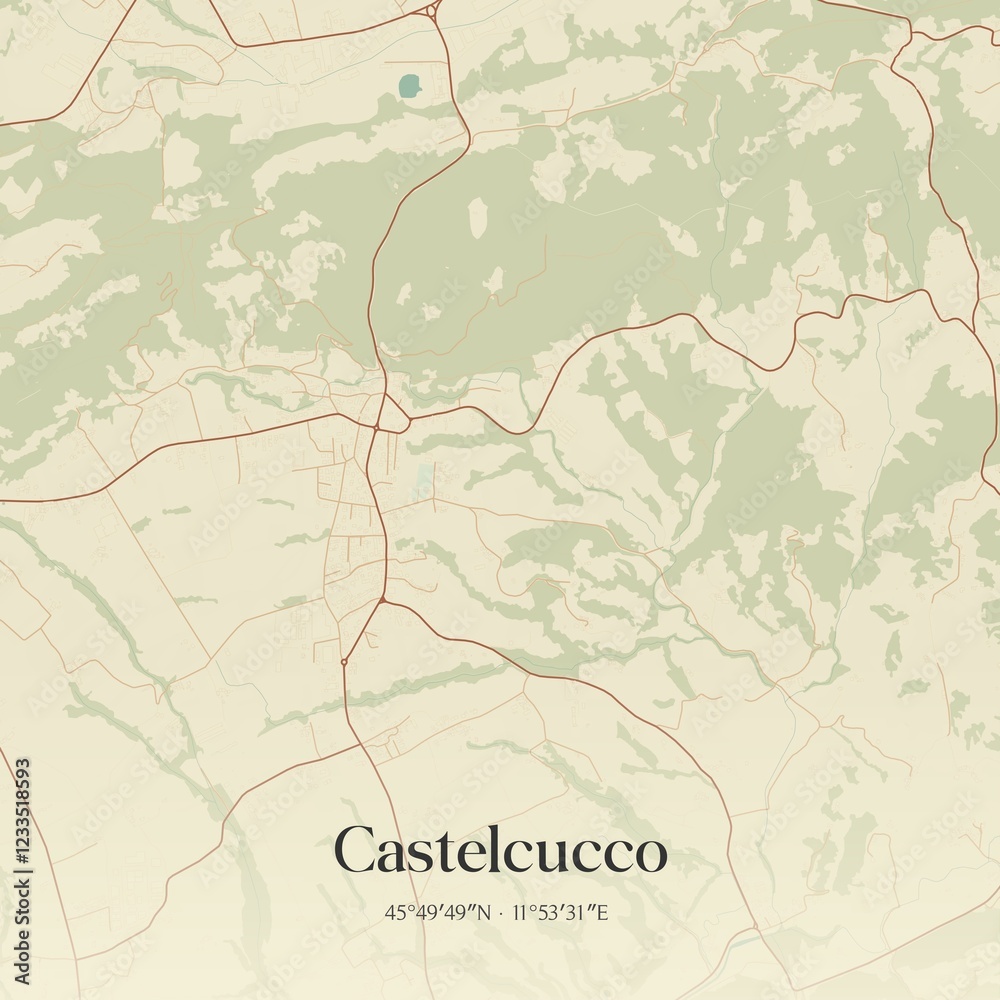 Fototapeta premium Vintage map of Castelcucco, Italy.