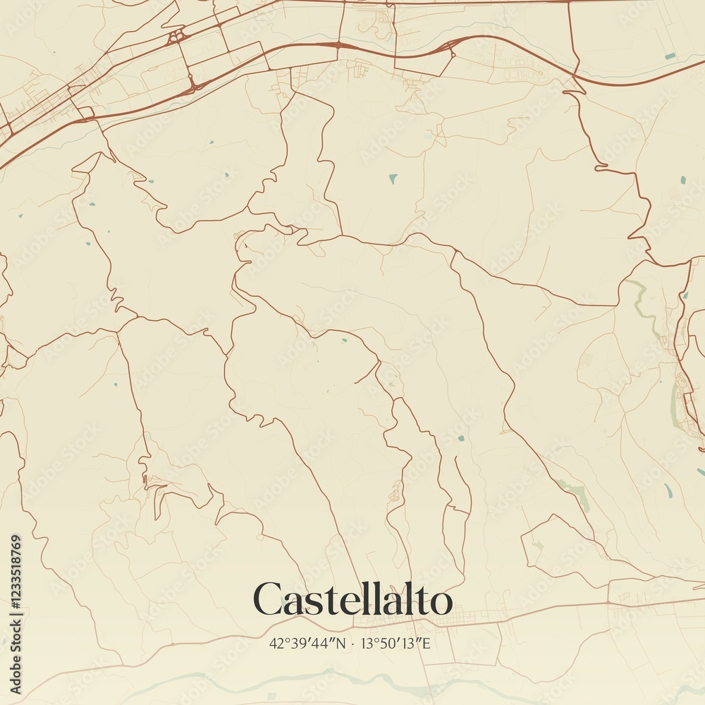 Fototapeta premium Vintage map of Castellalto, Italy.