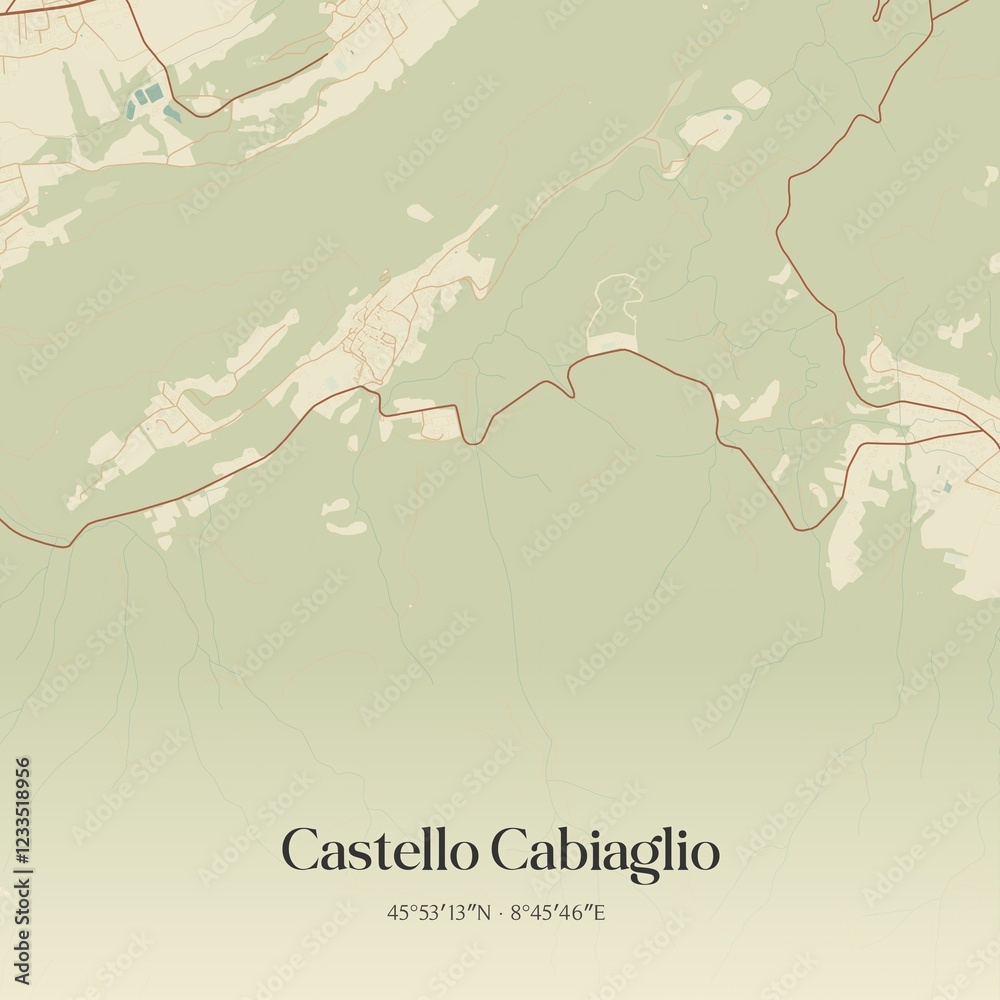 Obraz premium Vintage map of Castello Cabiaglio, Italy.