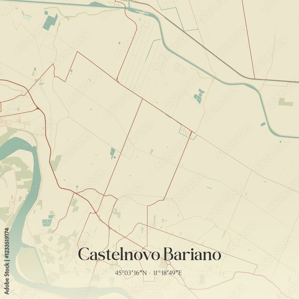 Obraz premium Vintage map of Castelnovo Bariano, Italy.