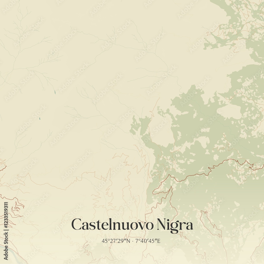 Obraz premium Vintage map of Castelnuovo Nigra, Italy.