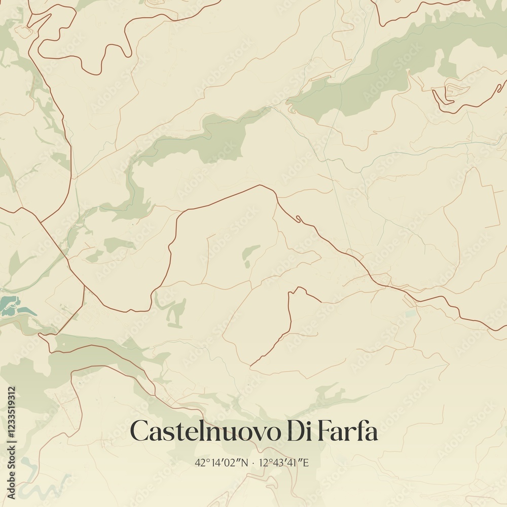 Obraz premium Vintage map of Castelnuovo Di Farfa, Italy.