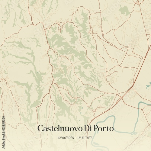 Vintage map of Castelnuovo Di Porto, Italy. photo