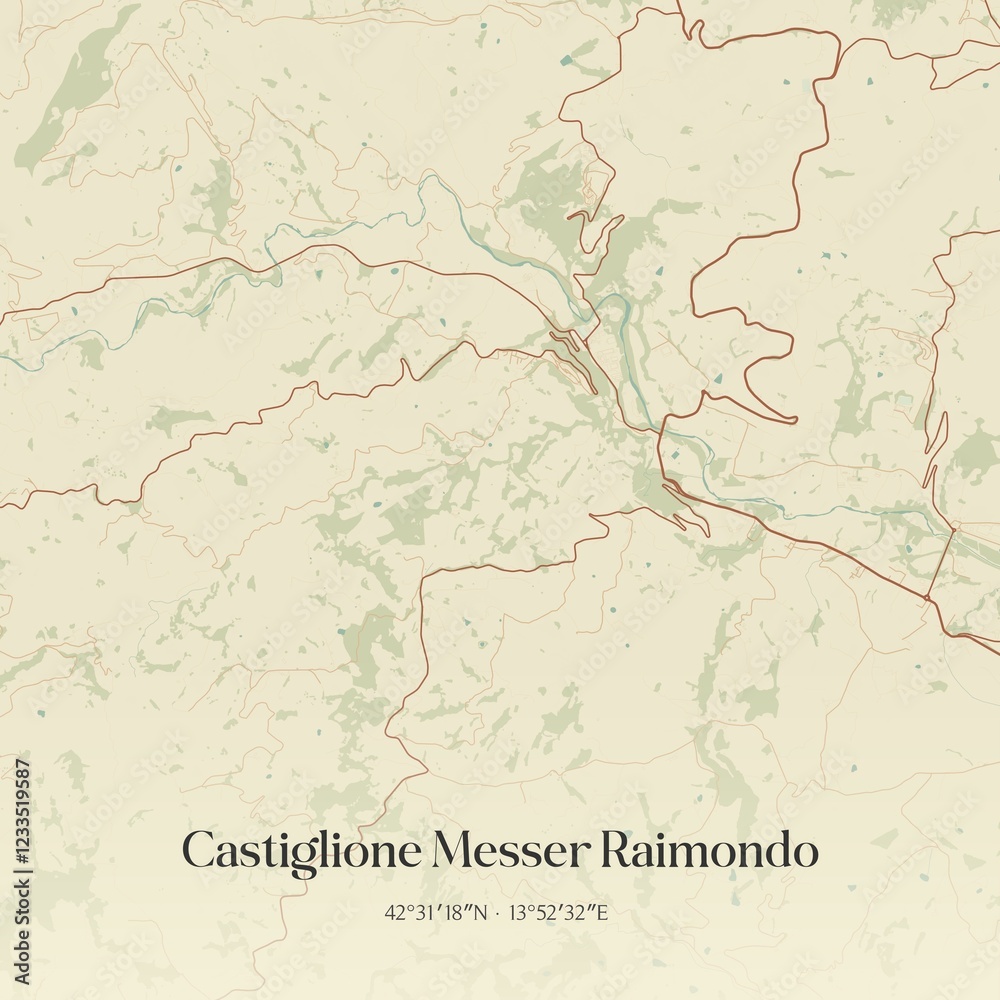 Fototapeta premium Vintage map of Castiglione Messer Raimondo, Italy.