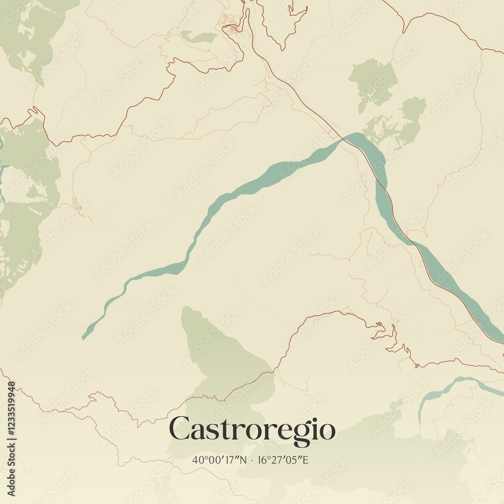 Fototapeta premium Vintage map of Castroregio, Italy.