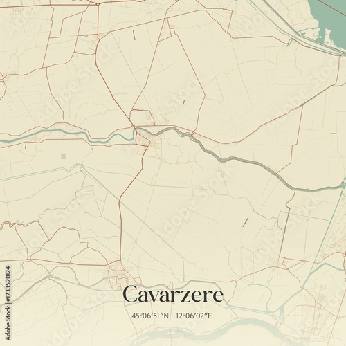 Vintage map of Cavarzere, Italy.