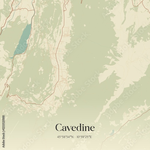 Vintage map of Cavedine, Italy. photo