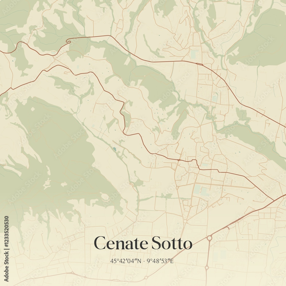 Obraz premium Vintage map of Cenate Sotto, Italy.
