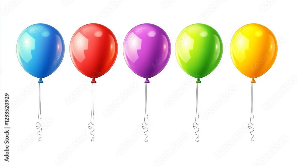 Collection set of colorful balloons isolated on white background 