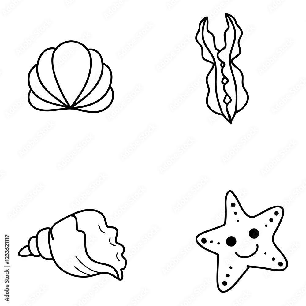 modern minimalist sea shell and starfish logo modern minimalist sea shell and starfish logo