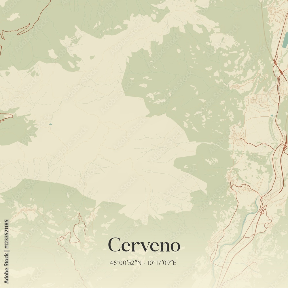 Obraz premium Vintage map of Cerveno, Italy.