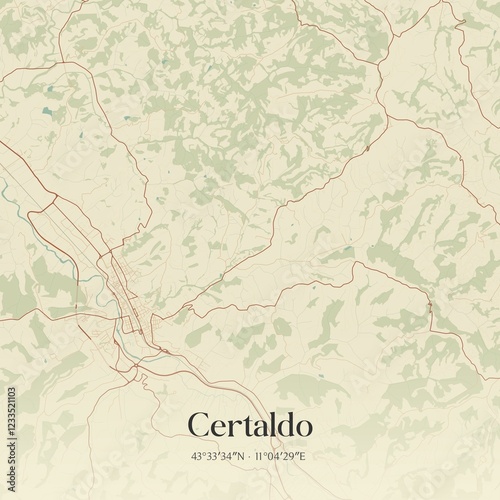 Obraz na płótnie Vintage map of Certaldo, Italy. w salonie