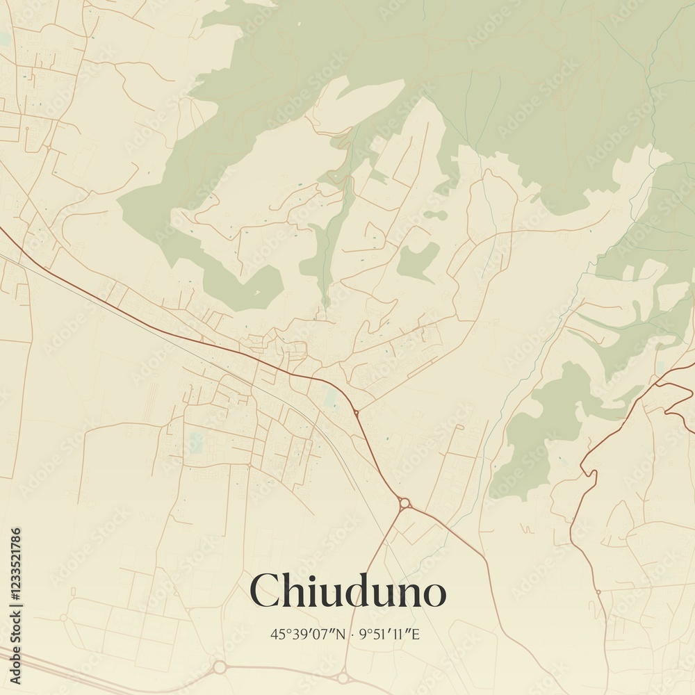 Fototapeta premium Vintage map of Chiuduno, Italy.