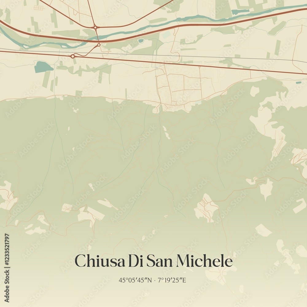 Obraz premium Vintage map of Chiusa Di San Michele, Italy.