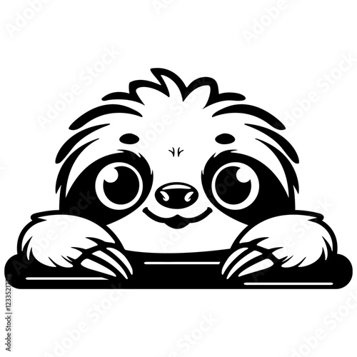 Cute Sloth | Wildlife | Woodland Animal | Cute Little Sloth | Tree-dwelling Mammal | Sloth Head | Peeking Sloth | Peeking Animal | Original Illustration | Vector and Clipart | Cutfile and Stencil