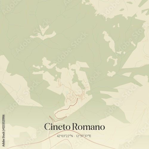 Vintage map of Cineto Romano, Italy.
