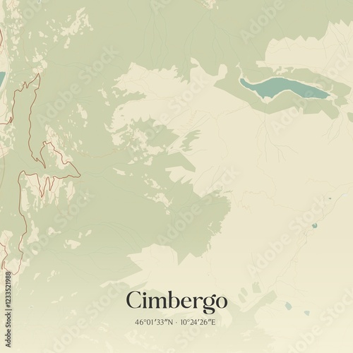 Vintage map of Cimbergo, Italy. photo