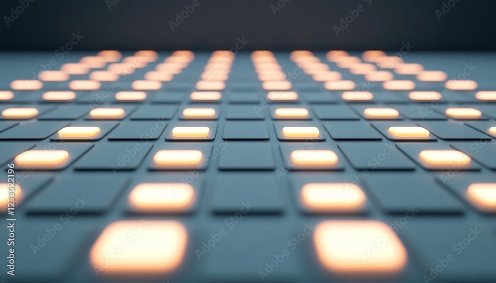 Obraz premium A close-up view of illuminated buttons on a digital interface, showcasing modern technology and innovation in design.