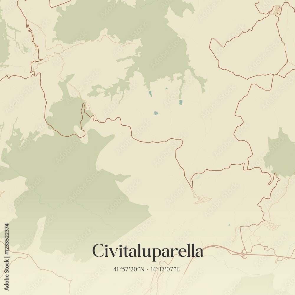Naklejka premium Vintage map of Civitaluparella, Italy.